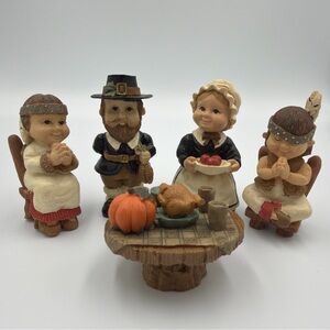 Vintage Thanksgiving Dinner Resin 3” Figurines Lot Of 5 By Artist Bob Schneeberg